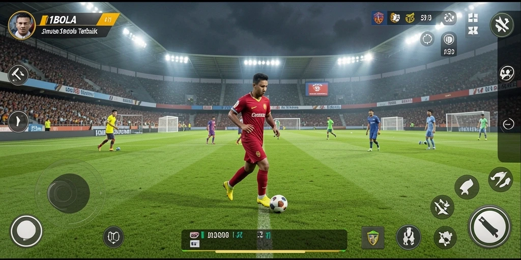 Tangkapan layar yang menampilkan aksi seru di lapangan permainan.
