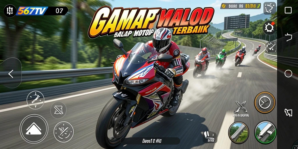 Tangkapan layar gameplay balap motor penuh aksi di 567TV.