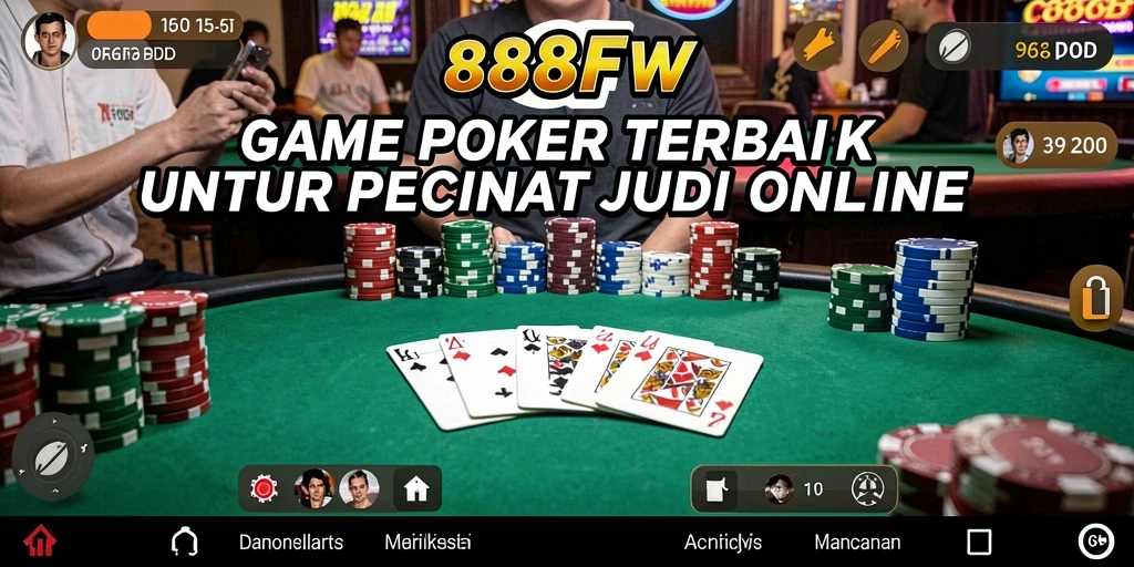 Screenshot gameplay 888FW menampilkan suasana Poker yang mendebarkan.