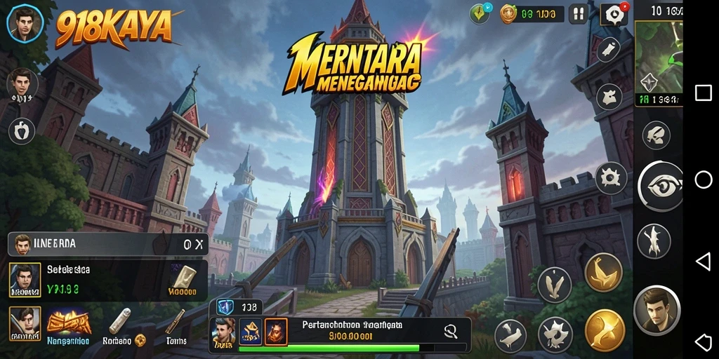 Tangkapan layar gameplay 918KAYA yang menunjukkan aksi pertahanan menara.