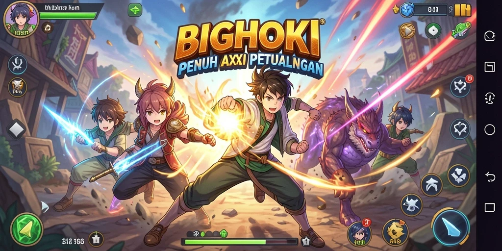Screenshot gameplay menampilkan aksi seru dalam BIGHOKI.