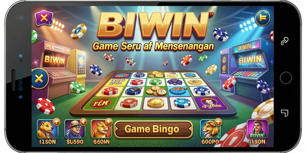 Screenshot gameplay menarik dari BIWIN yang menunjukkan keseruan bingo.