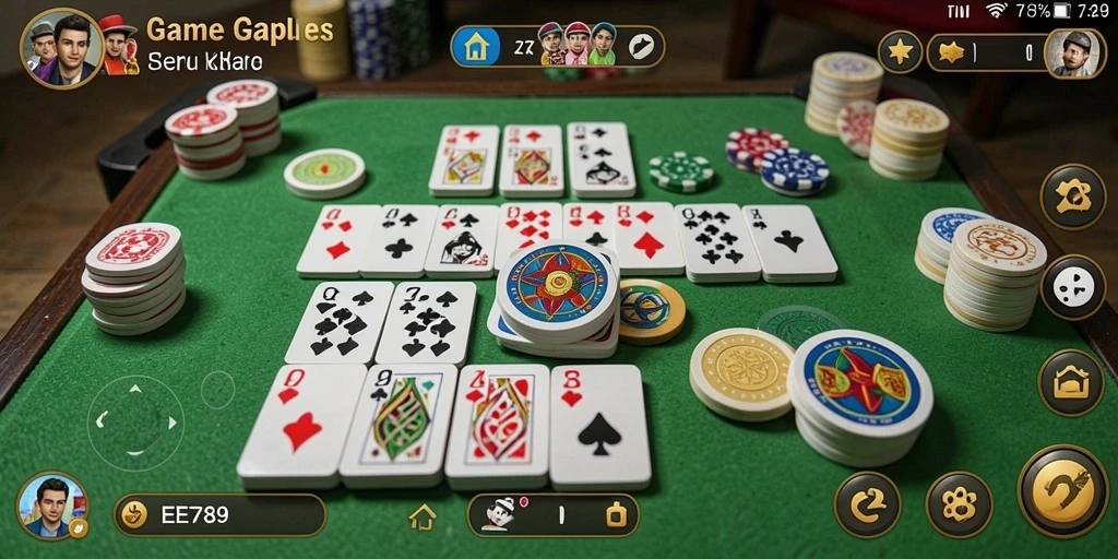 Screenshot gameplay EE789 yang menampilkan suasana seru permainan Gaple.