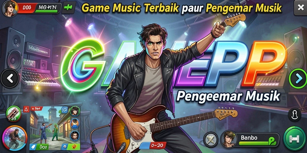 Screenshot gameplay GAMERP menunjukkan keseruan bermain musik.
