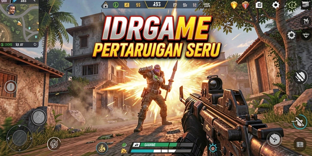 Tangkapan layar permainan IDRGAME menampilkan aksi tembak-menembak yang mendebarkan.