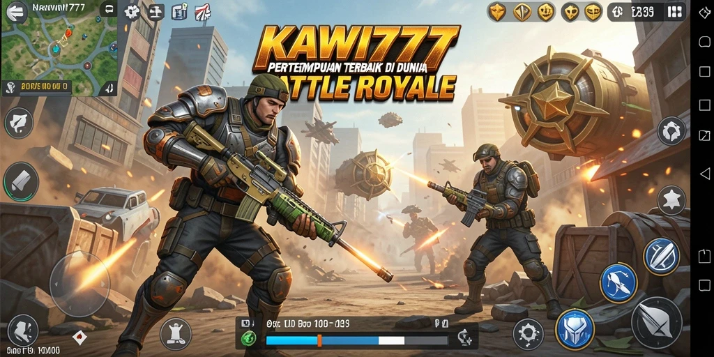 Tampilan gameplay KAWI777 dengan aksi pertempuran yang mendebarkan.