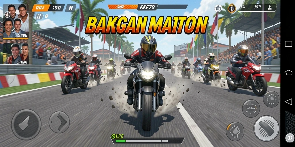 Gameplay KPK79 menampilkan balapan motor yang mendebarkan dan seru.