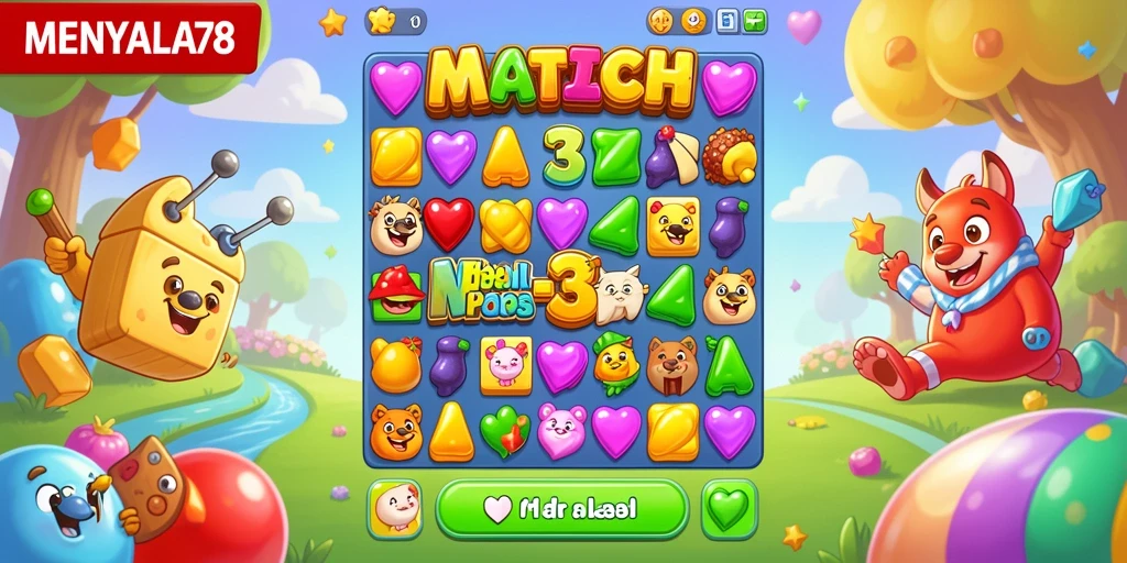 Tampilan gameplay MENYALA78 yang penuh warna dan menantang.