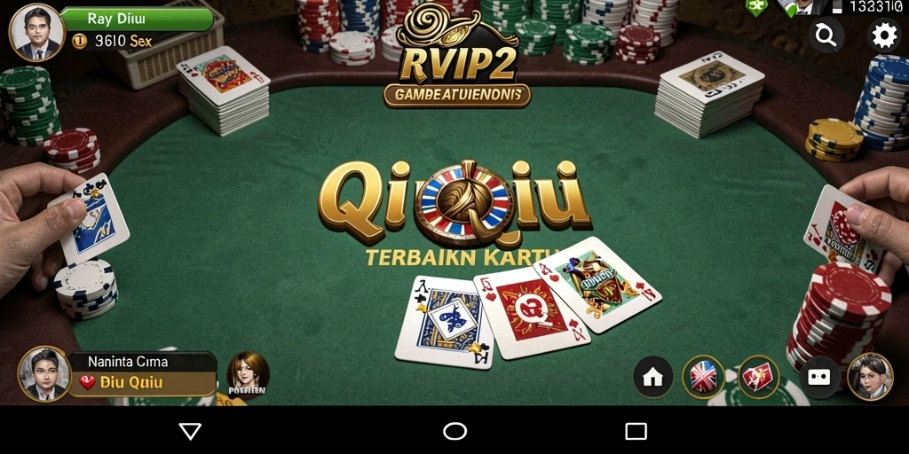 Screenshot RVIP2 menampilkan aksi seru dalam permainan QiuQiu.