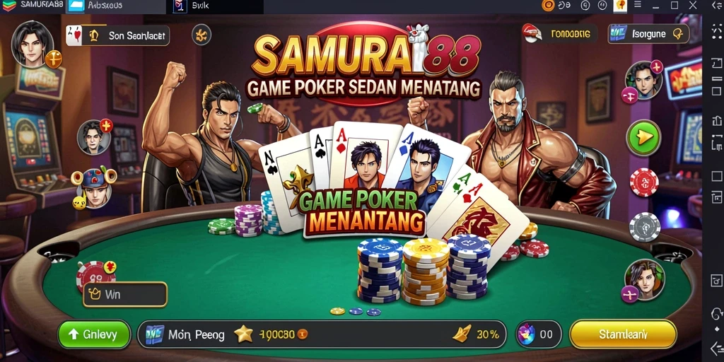 Tampilan gameplay Poker yang seru dan mendebarkan di SAMURAI88.