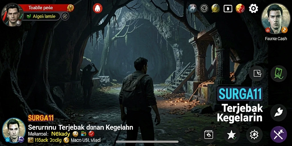 Screenshot SURGA11 menampilkan suasana mencekam di lingkungan gelap.