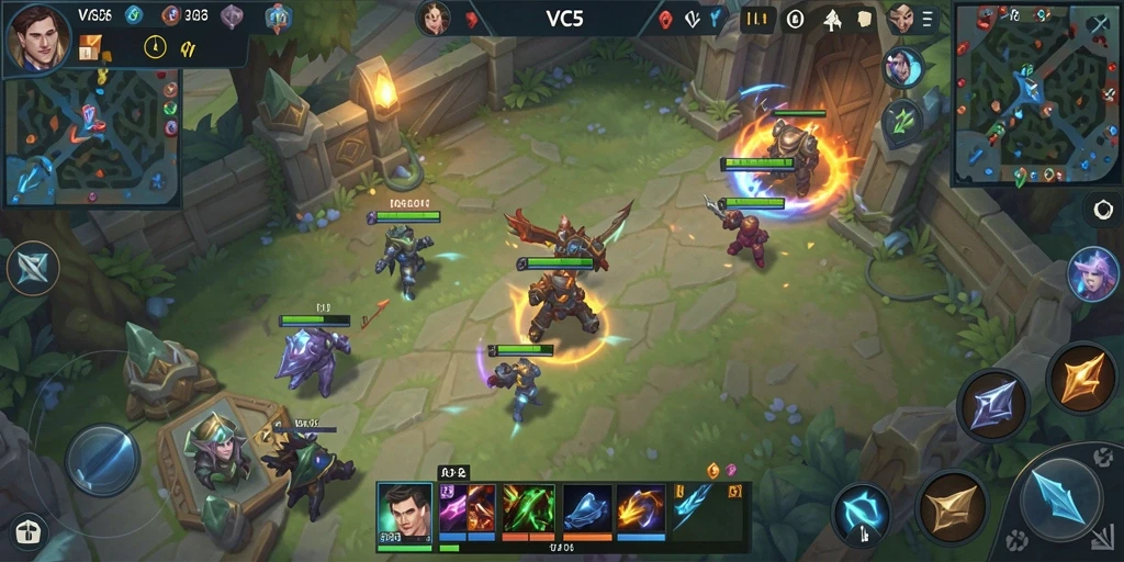 Gambaran gameplay epik dalam VC5 dengan karakter beragam.