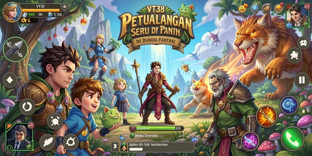 Tangkapan layar VT38 menampilkan aksi petualangan di dunia fantasi yang mendebarkan.