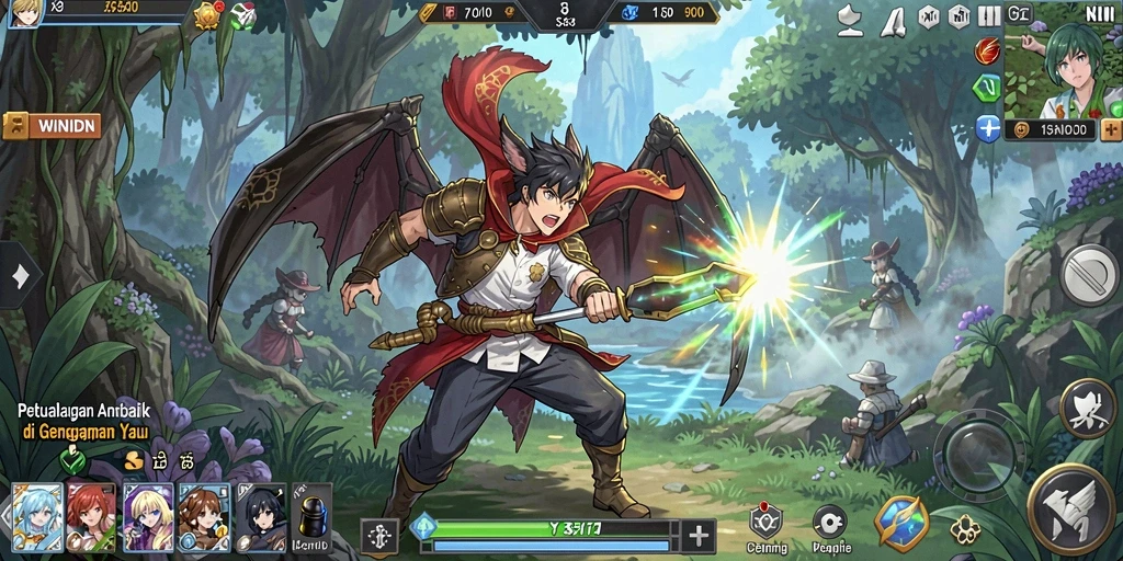 Tampilan karakter anime yang menawan dalam gameplay WINIDN.