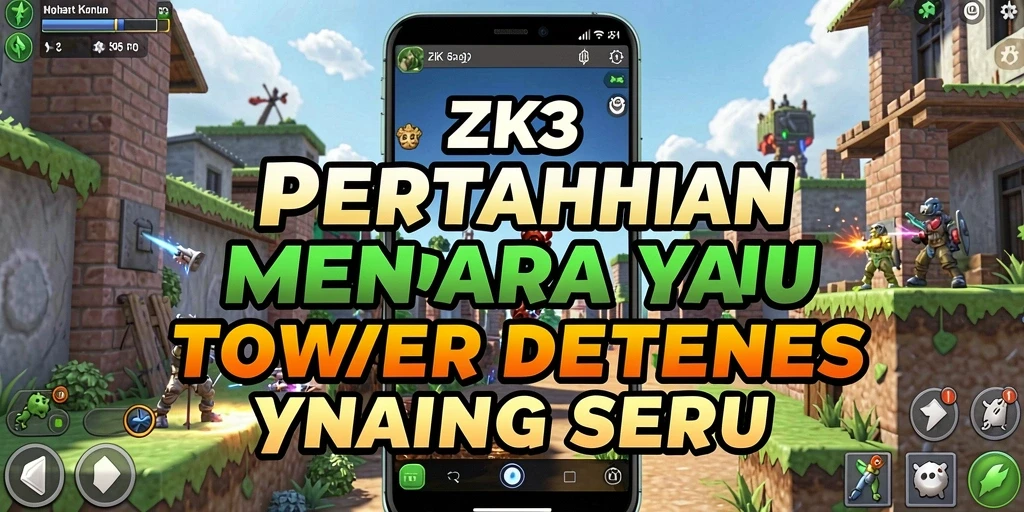 Screenshot ZK3 menunjukkan pertahanan menara yang epik dalam Tower Defense.
